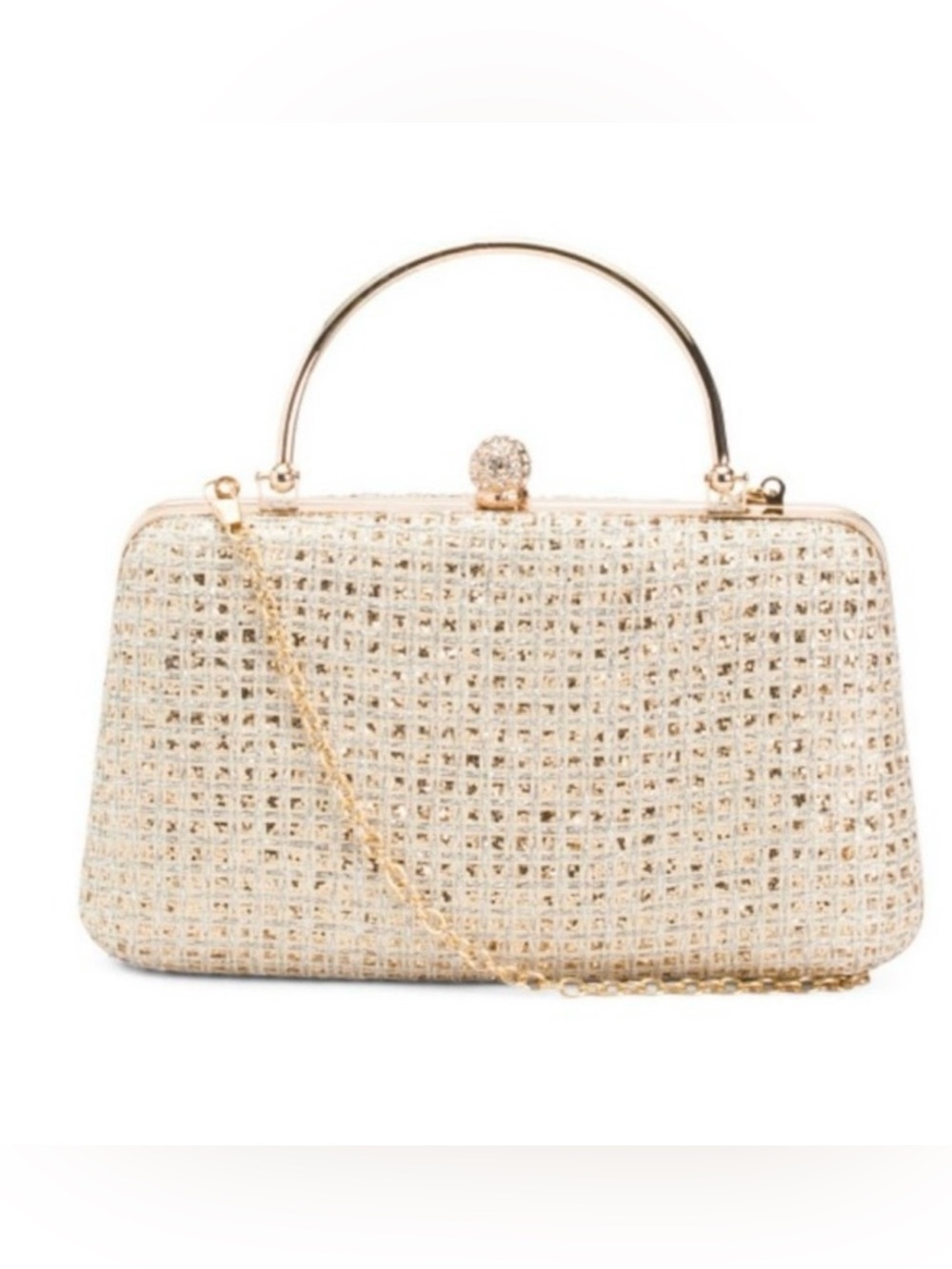 NWT Elegant Gold Crystal-Accented Evening Clutch